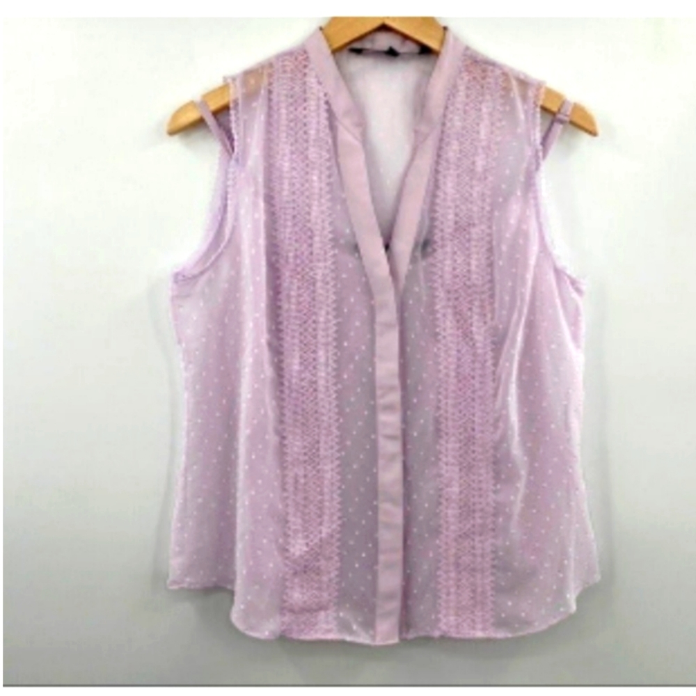 WHBM * Lilac sheer lace sleeveless top
